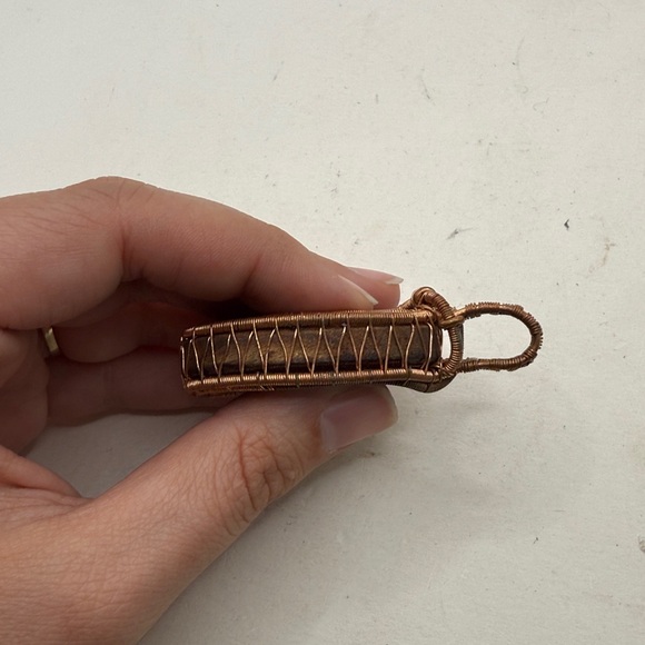 Handcrafted Amorite Dragons Blood Wire Wrapped Pendant Boho Hippie Jewelry - Picture 5 of 11